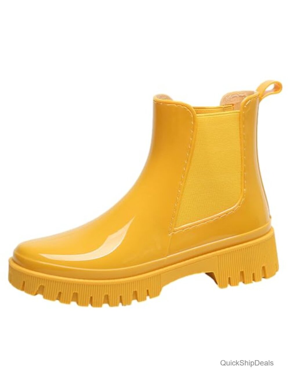 Waterproof Chelsea Rain Boots Ankle High Wellington Chunky Heel